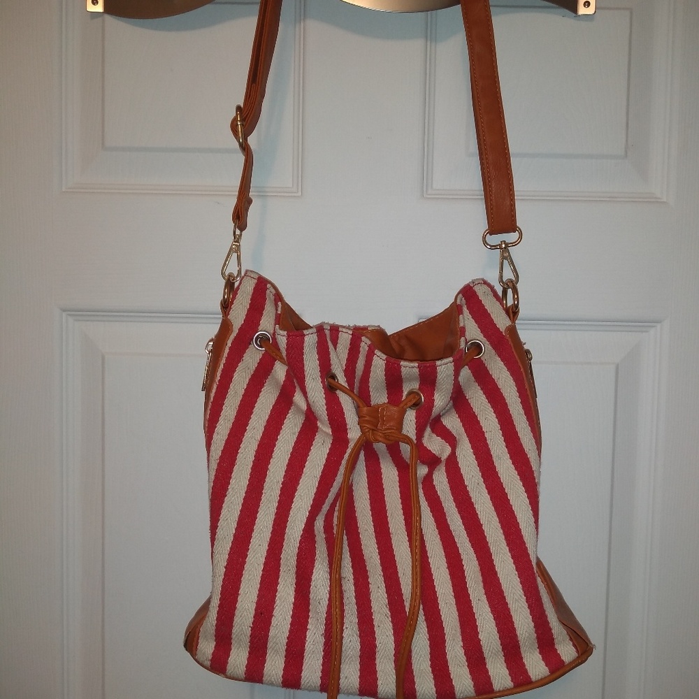 Kiss Me Coture red & white stripe purse